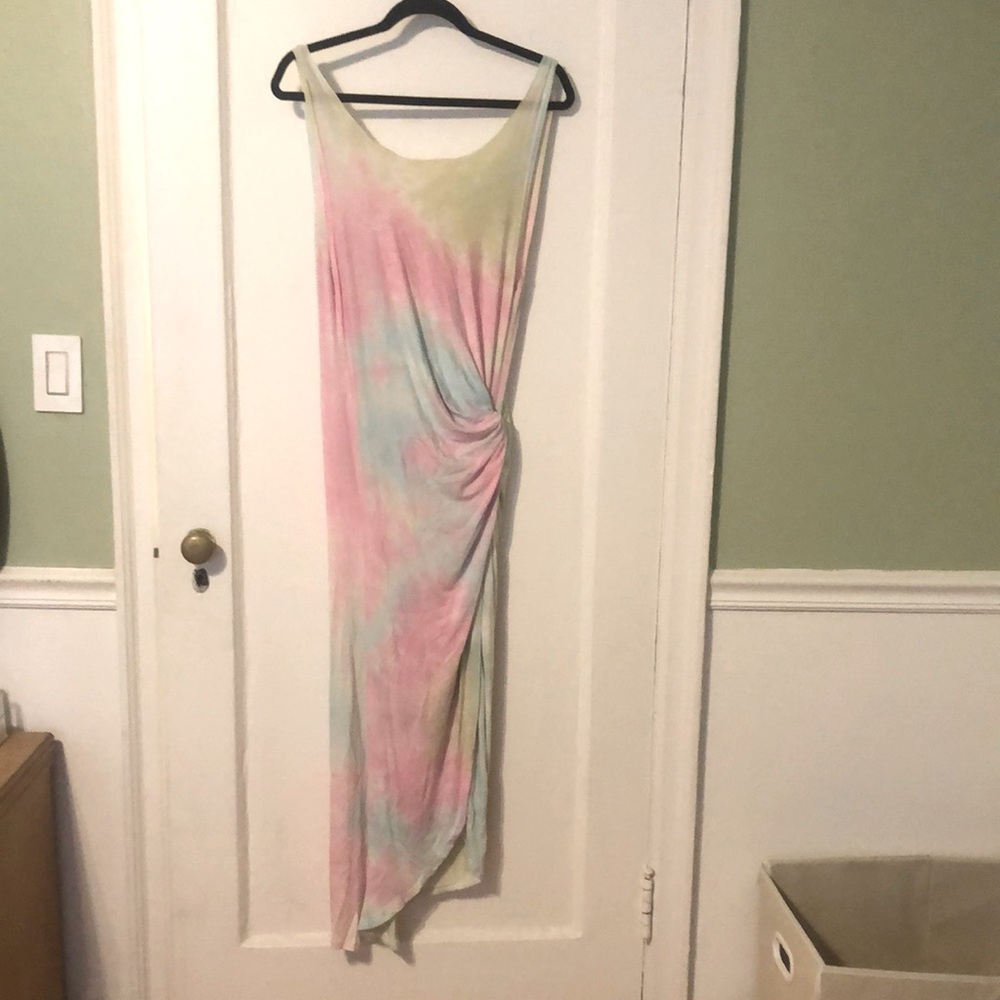 Tie dye boho faux wrap amazing summer dress